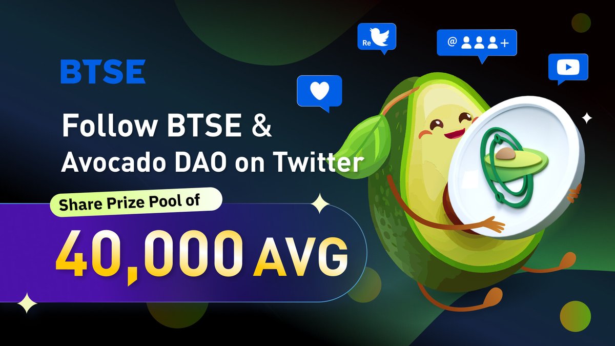 BTSE_Official's tweet photo. More @Avocadoguild means more $AVG for you! 🥑🎉

1⃣ Follow @BTSE_Official &amp; @Avocadoguild 
2⃣ Like, RT, and Tag 3 friends on this tweet.
3⃣ Like, subscribe, and give your best comment on the video https://t.co/u1SqbbBHGm

Winners will be announced by 05/12! 📅

Good luck! 📢 https://t.co/eBN9VEfKzY