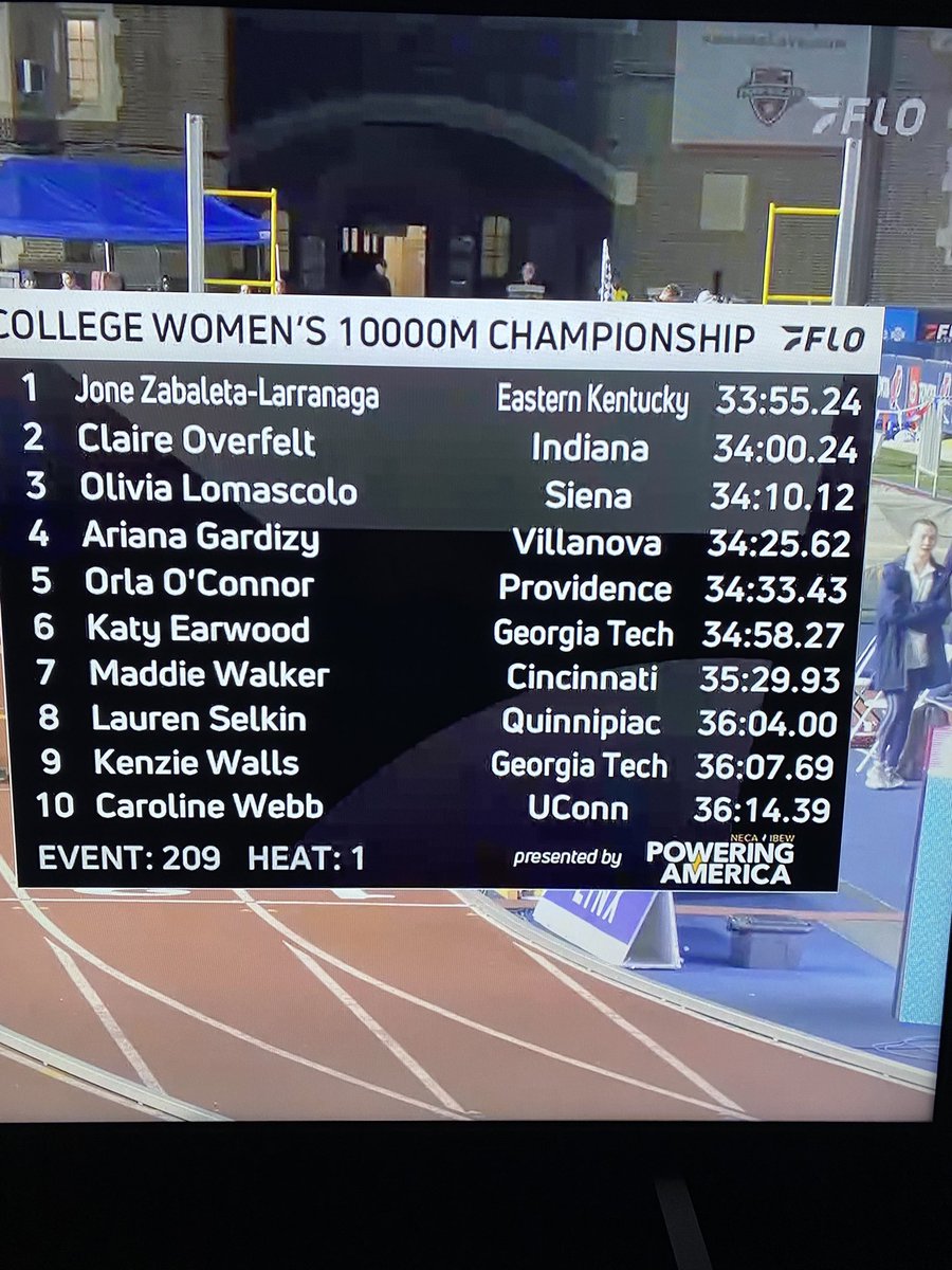coachemerson_xc's tweet photo. Former Warrior Claire Overfelt Just placed 2nd in the 25 lap 10K at the Penn Relays! Incredible 34:00!  So much fun watching on live stream. J https://t.co/IOr3vNjcJb