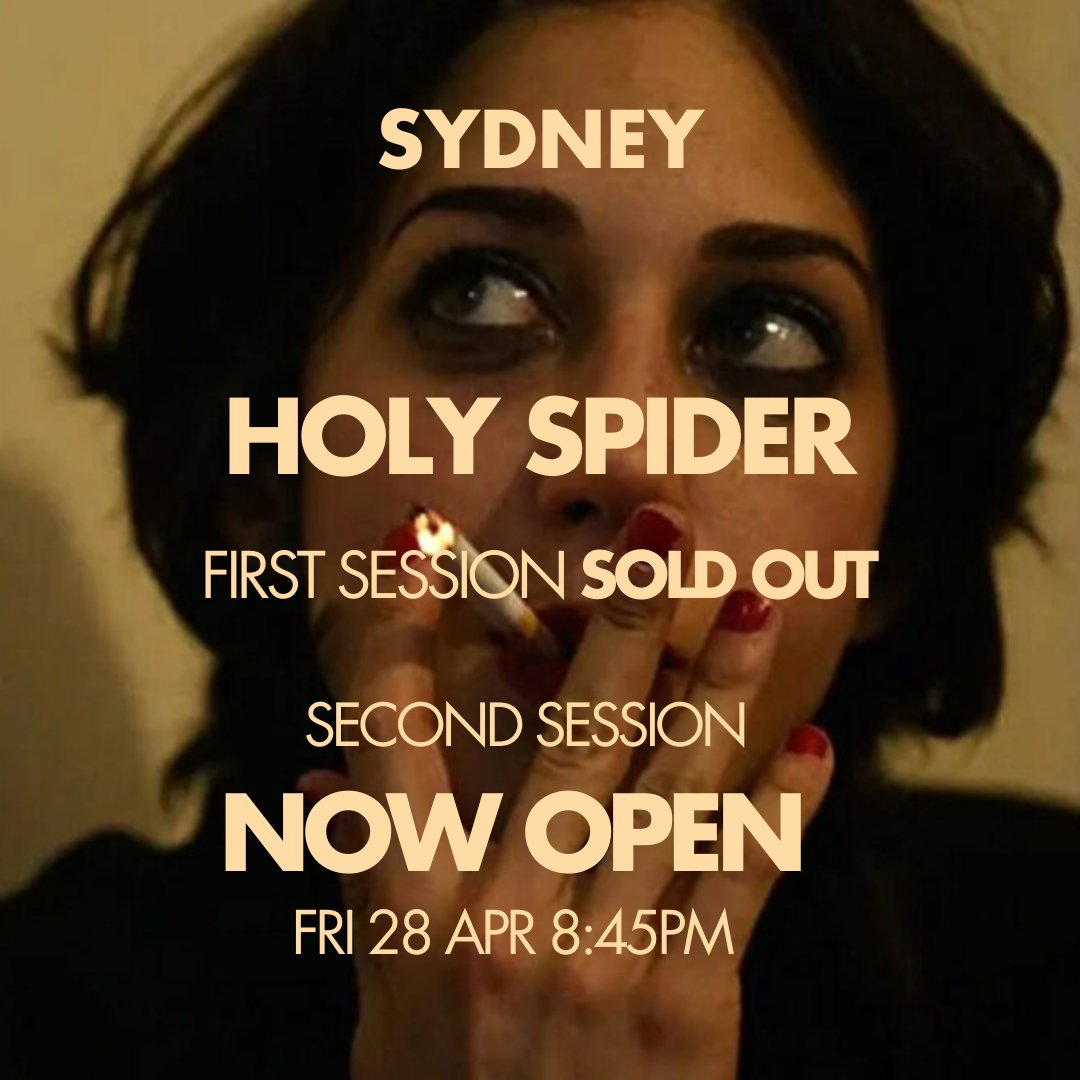 PersianFilmFest's tweet photo. Sydney! The response to Holy Spider has been overwhelming, and due to popular demand, we have opened another session tonight. If you haven't already, make sure to check out our website and book your tickets. https://t.co/Am2gYd69tn