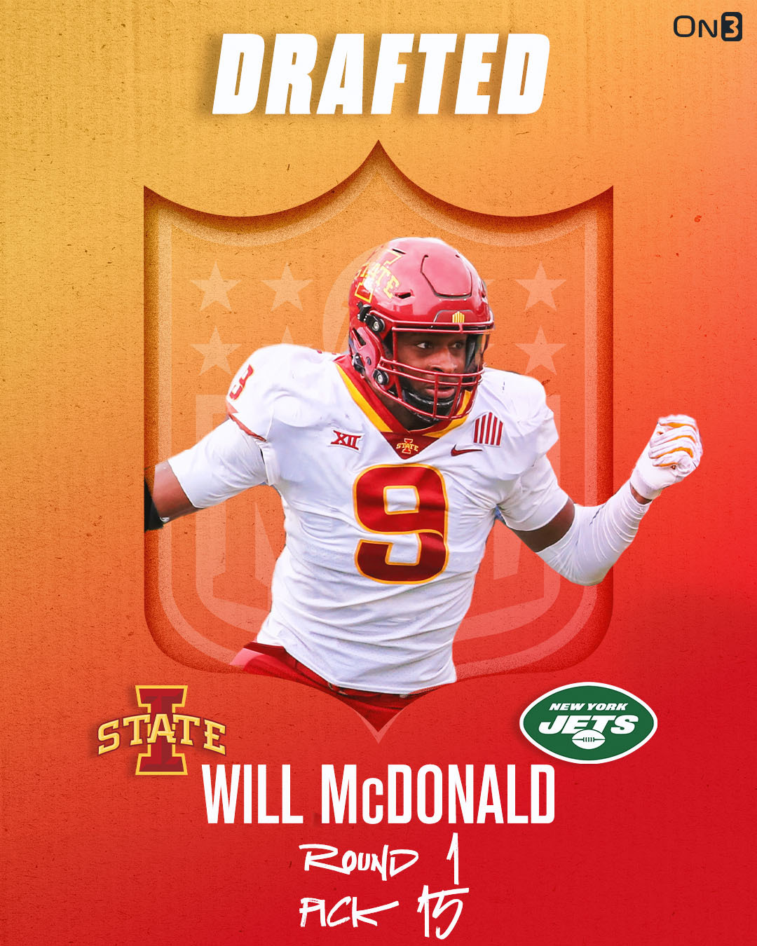 On3 on X: 'The New York Jets select Iowa State EDGE Will McDonald with the  15th pick in the 2023 NFL Draft