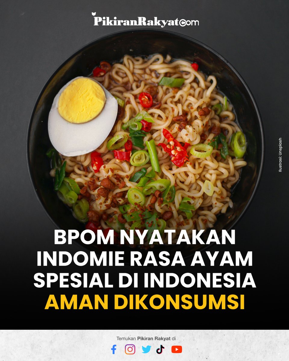 pikiran_rakyat's tweet photo. Clear ya, hanya beda di aturan standar kandungan makanannya aja, Sobat PR. BPOM udah menjamin aman kok, jadi gaperlu khawatir😉
.
Baca selengkapnya: https://t.co/seTjK6EALW

#PikiranRakyat #PRMN #Indomie #RasaAyamSpesial #Taiwan #EtilenOksida #ditarik #mie #mierebus #miegoreng https://t.co/aFayjRH1Tv