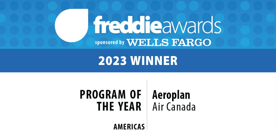 The 2023 Airline Program of the Year award for the Americas goes to @Aeroplan by @AirCanada! #FreddieAwards