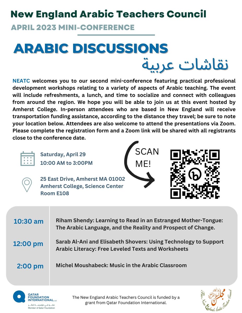 SPRING 2023 CONFERENCE . Register HERE: bit.ly/3Gex3eF JOIN US on APRIL 29 for a  mini conference in person at Amherst College and over Zoom