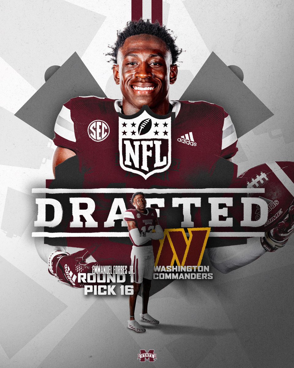 Mississippi State Football (@hailstatefb) on Twitter photo 𝐒𝐓𝐀𝐓𝐄 → WASHINGTON
Congratulations, <a href="/emmanuelforbes7/">Emmanuel Forbes Jr💫⚡️</a>!
#HailState🐶 | #FromStateToSundays 𝐒𝐓𝐀𝐓𝐄 → WASHINGTON
Congratulations, <a href="/emmanuelforbes7/">Emmanuel Forbes Jr💫⚡️</a>!
#HailState🐶 | #FromStateToSundays