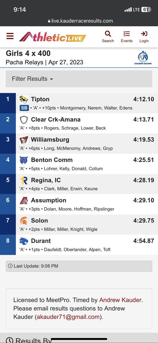 Tipton Girls Track & Field (@thstigerstf) on Twitter photo Another huge season best and win from the 4x400 of <a href="/claire_monty_/">claire</a> <a href="/AddieNerem/">Addie Nerem</a> <a href="/Mack_Walter_/">Mack Walter</a> and <a href="/AliviaEdens/">Alivia Edens</a> Another huge season best and win from the 4x400 of <a href="/claire_monty_/">claire</a> <a href="/AddieNerem/">Addie Nerem</a> <a href="/Mack_Walter_/">Mack Walter</a> and <a href="/AliviaEdens/">Alivia Edens</a>