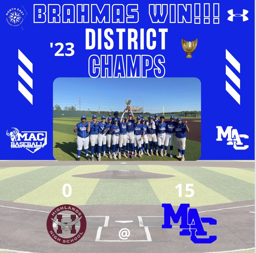 Brahmas are your 27-5A Outright District Champions!!! 23 years since a district title has been brought home!!! #WeAreNotDone #EarnTheRight #DistrictChamps @NeisdAthletics @PrincipalHDZ @CoachHirst34