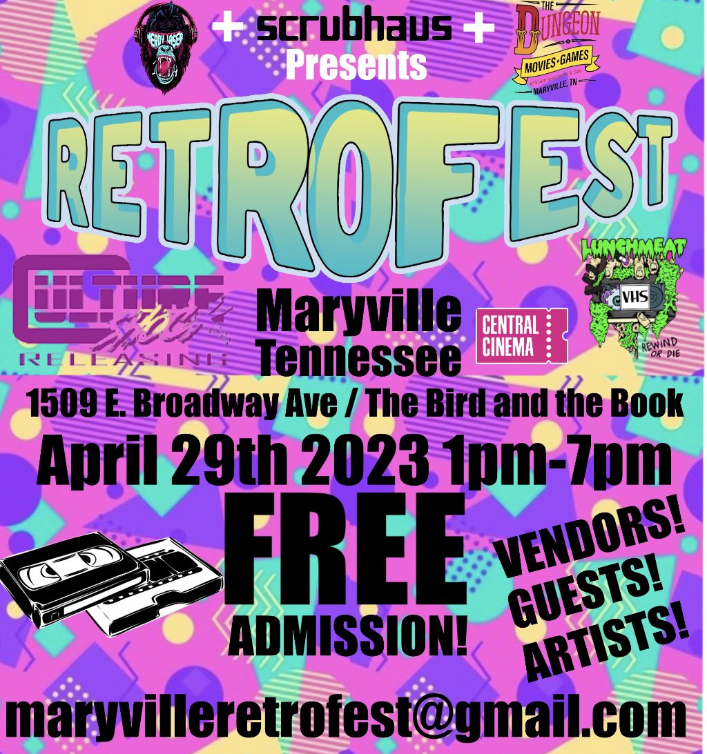 nerdylaser's tweet photo. This Saturday is RetroFest in Maryville, Tennessee &amp; is a FREE event that is a nostalgia soaked vendor market which will have some fun surprises! #maryvilletn #alcoatn #easttn #tennessee #nostalgia https://t.co/ev3GxPeR0J