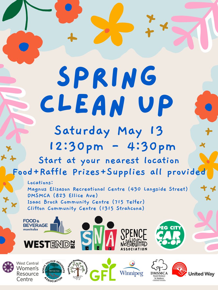 Only a few weeks until the Spring Clean Up! Join DMSMCA and our partnering organizations on Saturday, May 13 from 12:30 pm- 4:30 pm to help clean up the neighbourhood! There will be food and raffle prizes and cleaning supplies will be provided.