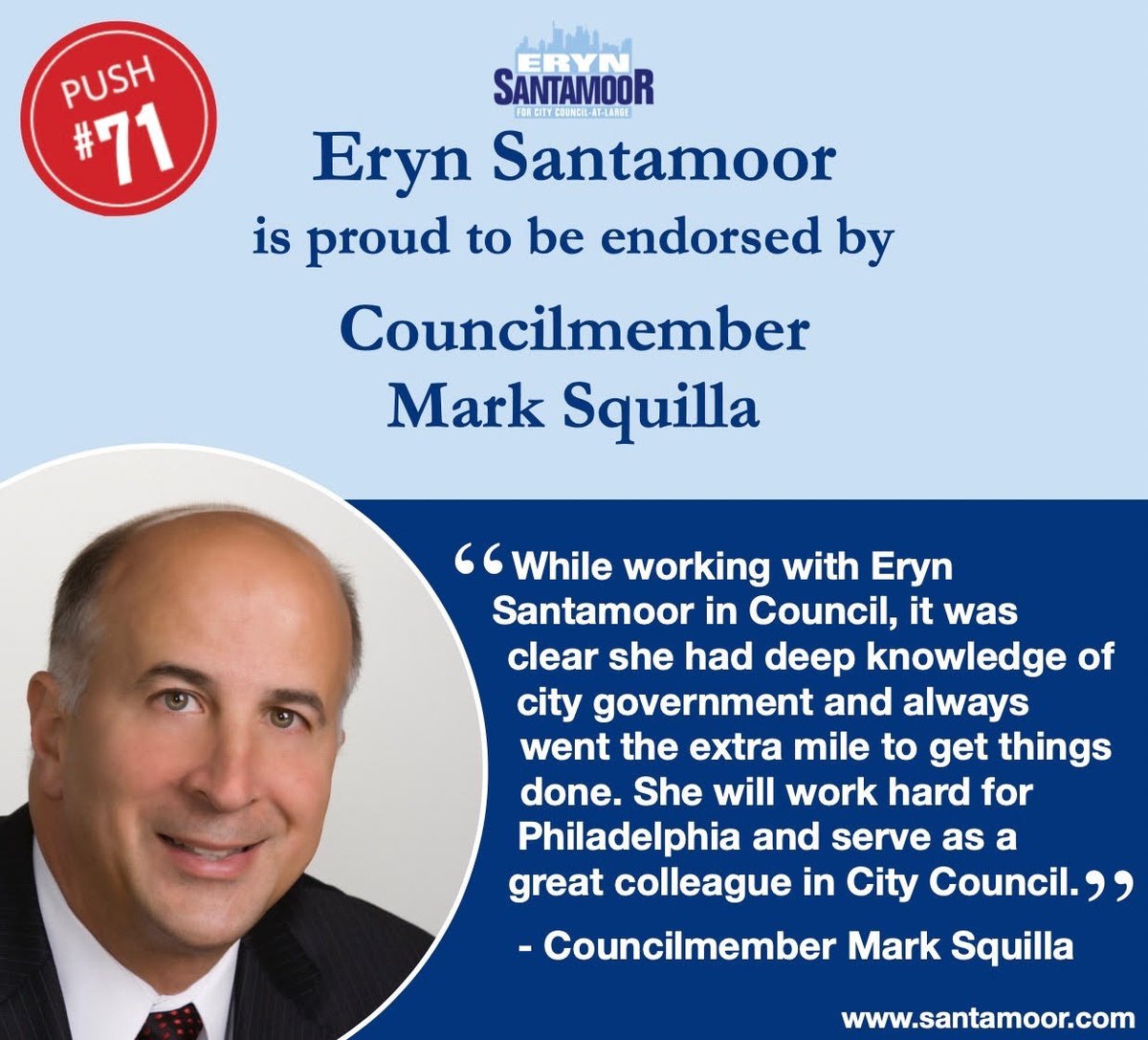 📷Endorsement Alert!📷Councilmember Mark Squilla. I’m honored by his vote of confidence that I’ll make a great colleague, and I’m looking forward to working with him and the rest of Council to tackle our city’s biggest problems! Thank you CM <a href="/marksquilla/">Mark Squilla</a> !