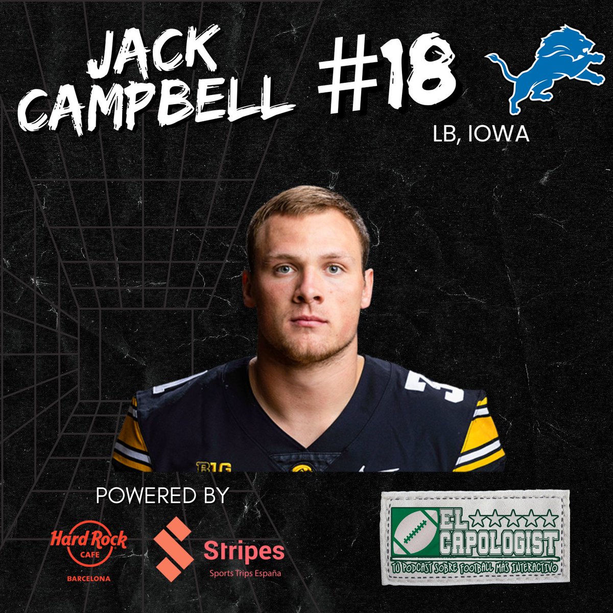 ElCapologist's tweet photo. ¡Los Lions siguen sorprendiendo!

🔵Con el pick #18 del DRAFT 2023, los Detroit Lions eligen a:

𝗝𝗔𝗖𝗞 𝗖𝗔𝗠𝗣𝗕𝗘𝗟𝗟
𝗟𝗕, 𝗜𝗢𝗪𝗔

#OnePride
#NFLDraftESP
#NFLDraft2023 https://t.co/yI0k90jXtF