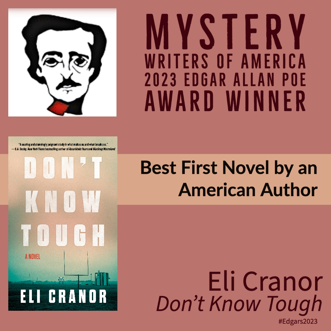 EdgarAwards's tweet photo. Congratulations to @elicranor, winner of the Edgar for Best First Novel by an American Author for DON'T KNOW TOUGH (@soho_press). #Edgars2023 https://t.co/XLefQqCApG