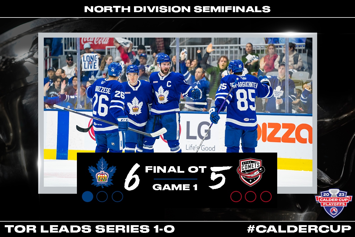 TheAHL's tweet photo. Setting the overtime tone for the #TORvsUTC series. 

@TorontoMarlies | #CalderCup https://t.co/yahUG7TUNf