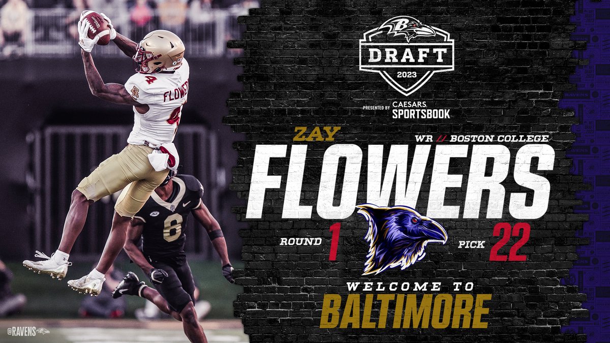 With the 22nd pick, we have selected WR Zay Flowers‼️ Welcome to Baltimore, @ZayFlowers‼️