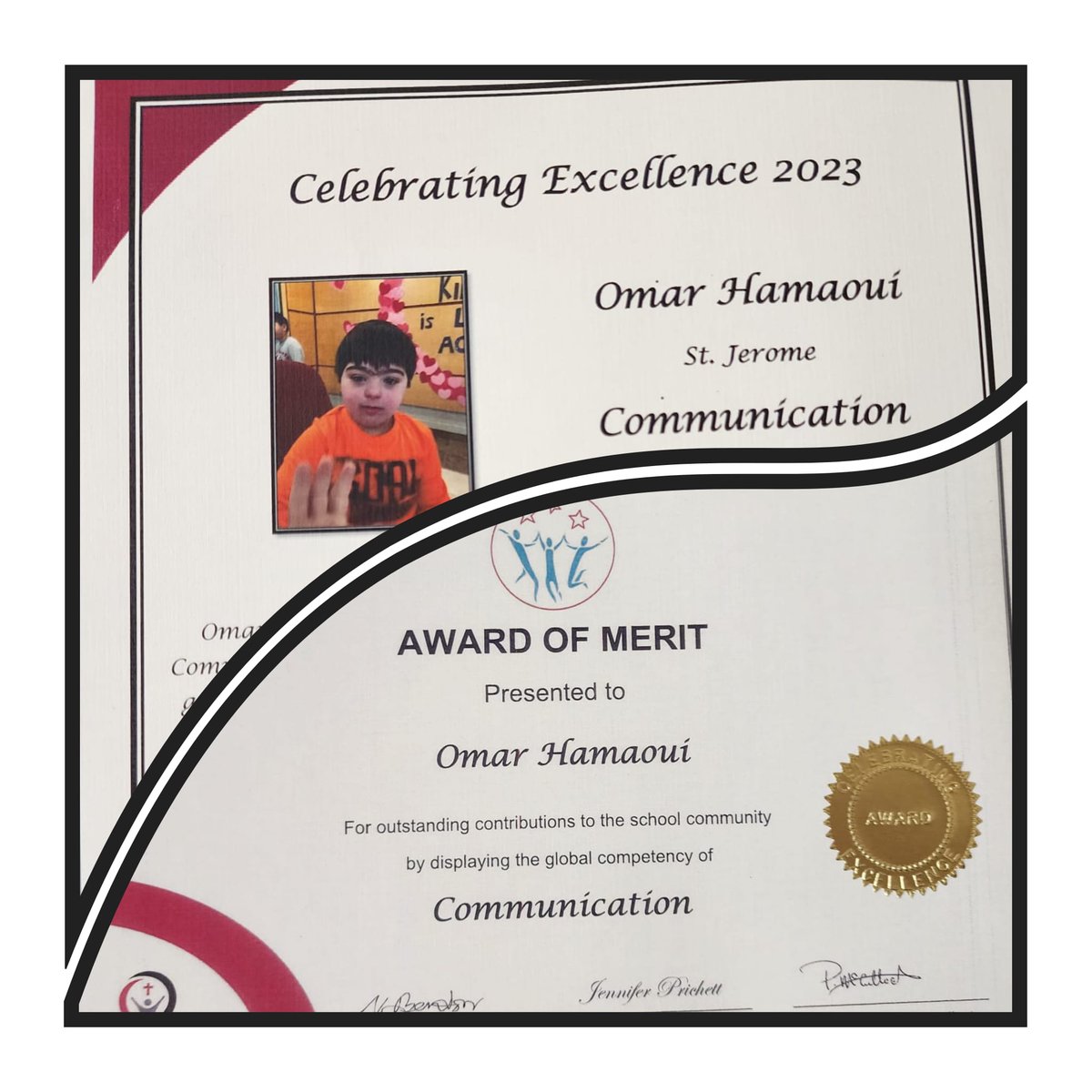 Dania Wazzeh (@dwazzeh) on Twitter photo No words can describe our happiness for seeing our Omar being awarded with the Excellence Award of Communication.
A great thanks for everyone who made this happen.His best is yet to come.Thank you is not enough ❤💙💜
<a href="/FiorinaBorrello/">Fiorina Borrello</a> <a href="/carissalatreil1/">Ms. Carissa</a> <a href="/OCSBSpecEd/">OCSBSpecEd</a> <a href="/StJeromeOCSB/">St. Jerome School</a> No words can describe our happiness for seeing our Omar being awarded with the Excellence Award of Communication.
A great thanks for everyone who made this happen.His best is yet to come.Thank you is not enough ❤💙💜
<a href="/FiorinaBorrello/">Fiorina Borrello</a> <a href="/carissalatreil1/">Ms. Carissa</a> <a href="/OCSBSpecEd/">OCSBSpecEd</a> <a href="/StJeromeOCSB/">St. Jerome School</a>