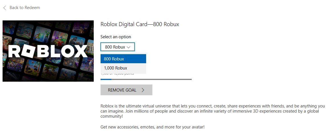 Got 1K Robux From Microsoft Rewards :)