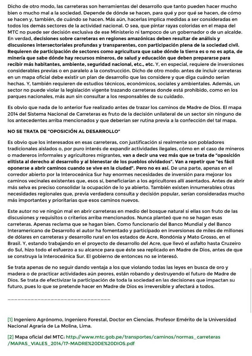 Camino de la destrucción en Madre de Dios, #Purús contra Áreas Protegidas, Dr. Marc Dourojeanni <a href="/spdaorg/">SPDA</a> #Moción102