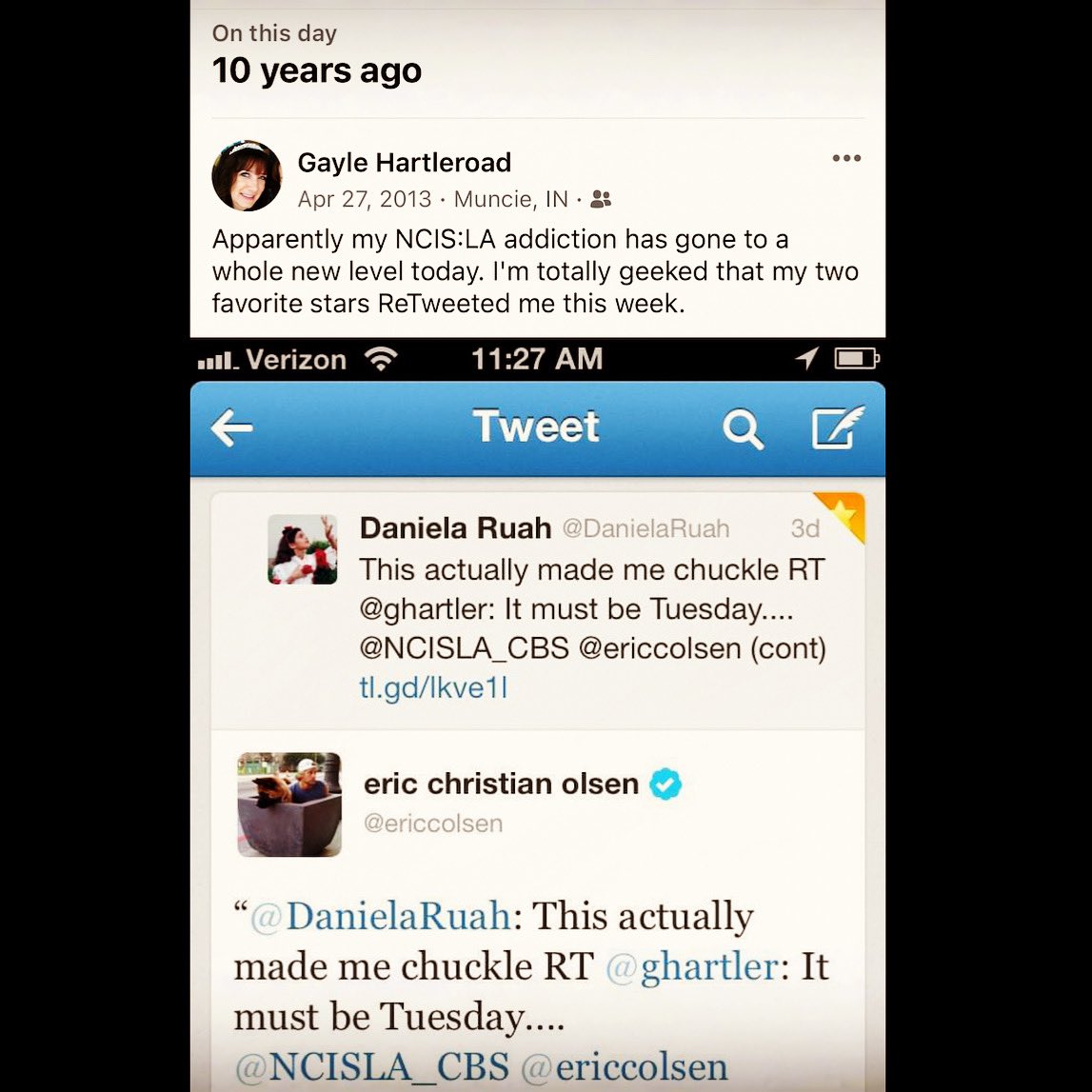DensiLand's tweet photo. 10 years. The post that truly started one incredible wild ride. Thanks to all who created so many unforgettable #ncisla memories for and with us (@kicki22)! https://t.co/RV56HqwIfO