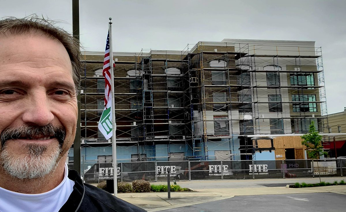 2bDesignStudio's tweet image. Obligatory construction site selfie from the new Fairfield Inn &amp;amp; Suites project in Downtown Decatur, AL...the team from Fite Building Company made some great progress this past month!

#Marriott #Fairfield #HospitalityDesign #Architect