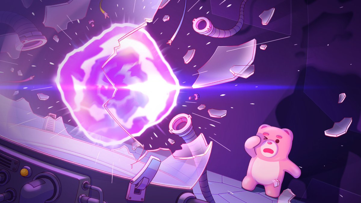 The Bellygom tries to stabilize the Magic Jelly somehow, but a portal suddenly appears where the magic jelly used to be and starts soaking everything up.