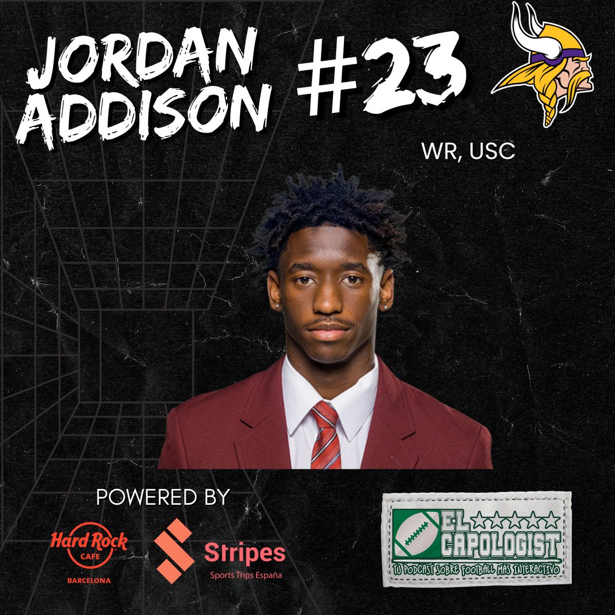 ElCapologist's tweet photo. ¡Más cascada de WRs!

🟣Con el pick #23 del DRAFT 2023, los Minnesota Vikings eligen a:

𝗝𝗢𝗥𝗗𝗔𝗡 𝗔𝗗𝗗𝗜𝗦𝗢𝗡
𝗪𝗥, 𝗨𝗦𝗖

#Skol
#NFLDraftESP
#NFLDraft2023 https://t.co/yJLwJOLAQs