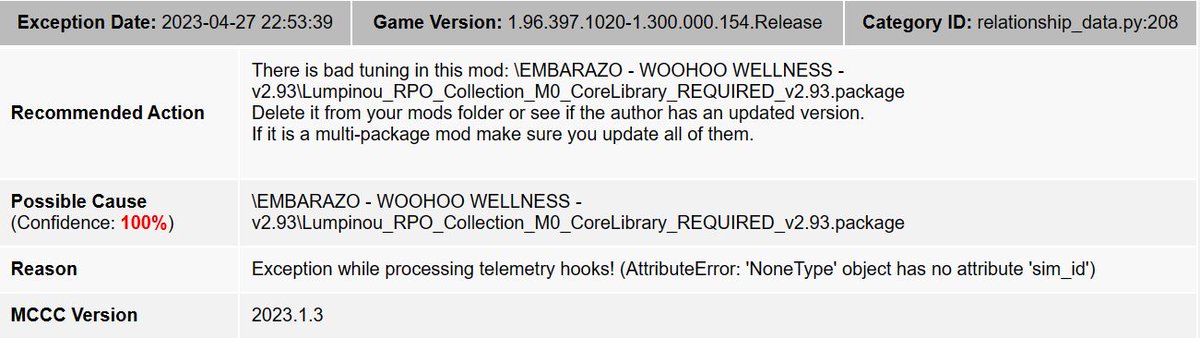 fa80481e6d5845a's tweet photo. @lumpinou
Hi Lumpinou <3 !!! i'm having big troubles with the Woohoo Wellness mod :( This error shows up when i start playing with my household, i really dont know how to fix it :( I have the miscarrige mod and abortion of
@LittleMsSam
, both actualiced. Please Help me :( https://t.co/vwwW2lduEA
