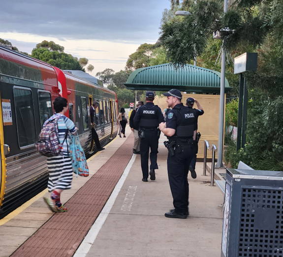 MatthewPantelis's tweet photo. Three youths charged as police crack down on people allegedly throwing rocks at railway stations and trains on the Belair line.
An op underway with Police attending  stations. https://t.co/oWOWHQquHn