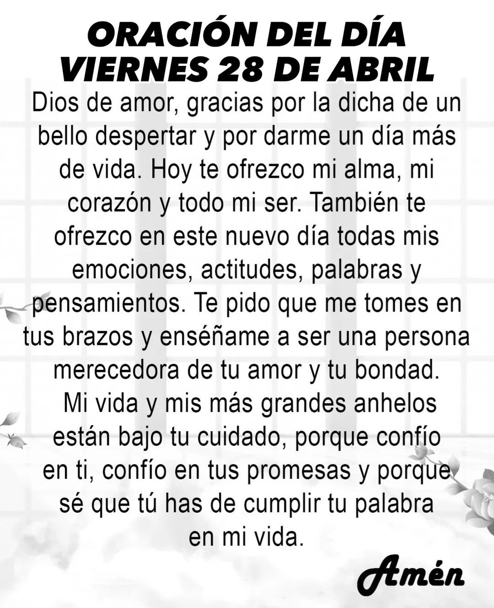 Oración del día viernes 28 de abril de 2023.