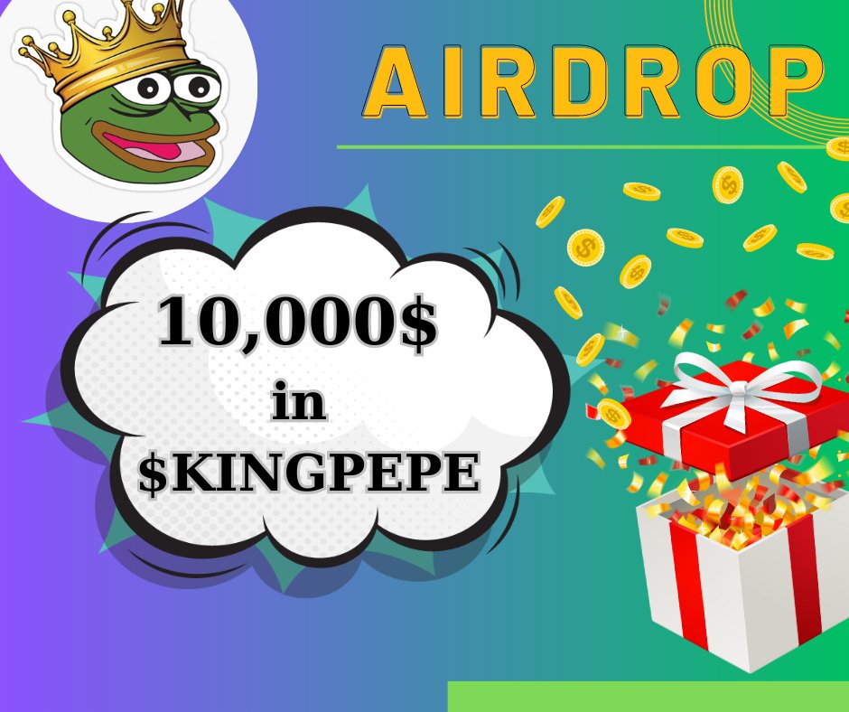 CryptoEarning17's tweet image. 📣  King PEPE Airdrop Event 

🎁 Total Reward Pool $10,000 Worth King PEPE Tokens for 1000 Random users and Top 50 Refferals

To Enter:
✅ Follow @kingpepeglobal
✅ Like &amp;amp; RT Tag 3 Friends 
✅ Finish tasks
gleam.io/competitions/5…

#Airdrop #Crypto #AirdropCrypto #airdrops