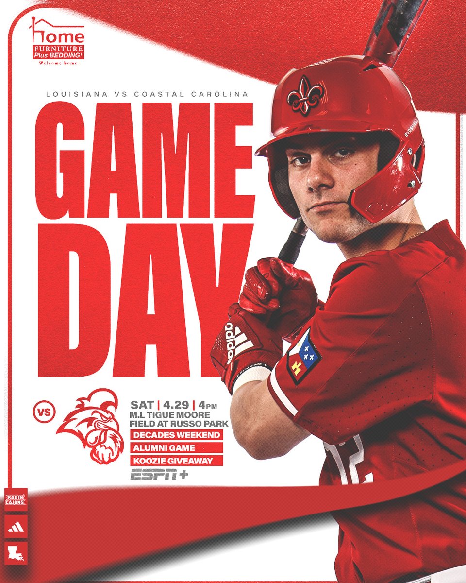 RaginCajunsBSB's tweet photo. Ready for Game 2️⃣

🆚 No. 6 Coastal Carolina
📅 4.29.23
⏰ 4 pm
🏟 #TheTigue
📺 ESPN+
📻 KPEL-FM (96.5)
📊 https://t.co/23DSGmAZKG

#GeauxCajuns ⚜️ https://t.co/Pawjd9reDe