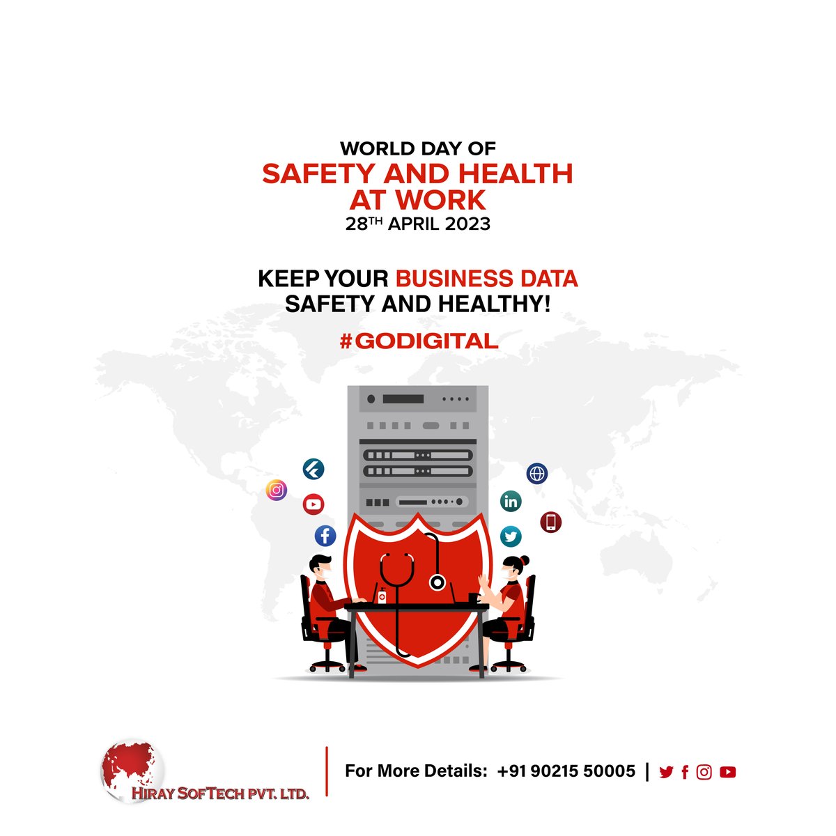 hiraysoftech's tweet photo. #hiraysoftech
WORLD DAY FOR  SAFETY AND HEALTH AT WORK
KEEP YOUR BUSINESS DATA SAFE AND HEALTHY!
#GODIGITAL

#SafetyFirst #HealthyWorkplaces #SafeWorkplaces #WorkplaceSafety  #PreventAccidents #ProtectWorkers #WorkplaceHealth #SafetyCulture #ZeroHarm https://t.co/9WViQKyniW