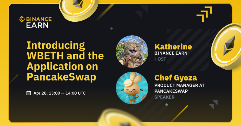 binance's tweet photo. Join us on #Binance Live for an 'Introduction to WBETH' AMA with Chef Gyoza, Product Manager at @PancakeSwap.

🗓️ April 28, 2023.
⏰ 13:00 UTC.

There will also be $2,000 #USDT to be won during the AMA.

Leave your questions in the comments ⬇️