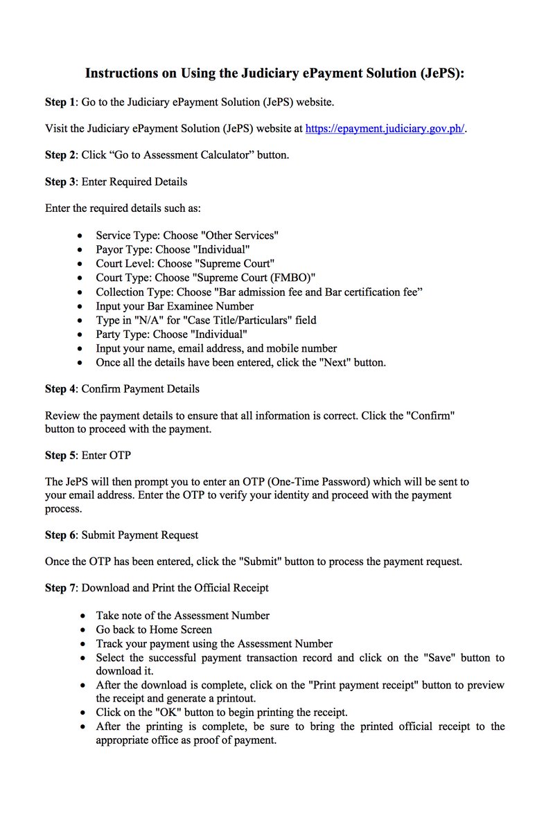 Philippine Supreme Court Public Information Office on Twitter "Payment