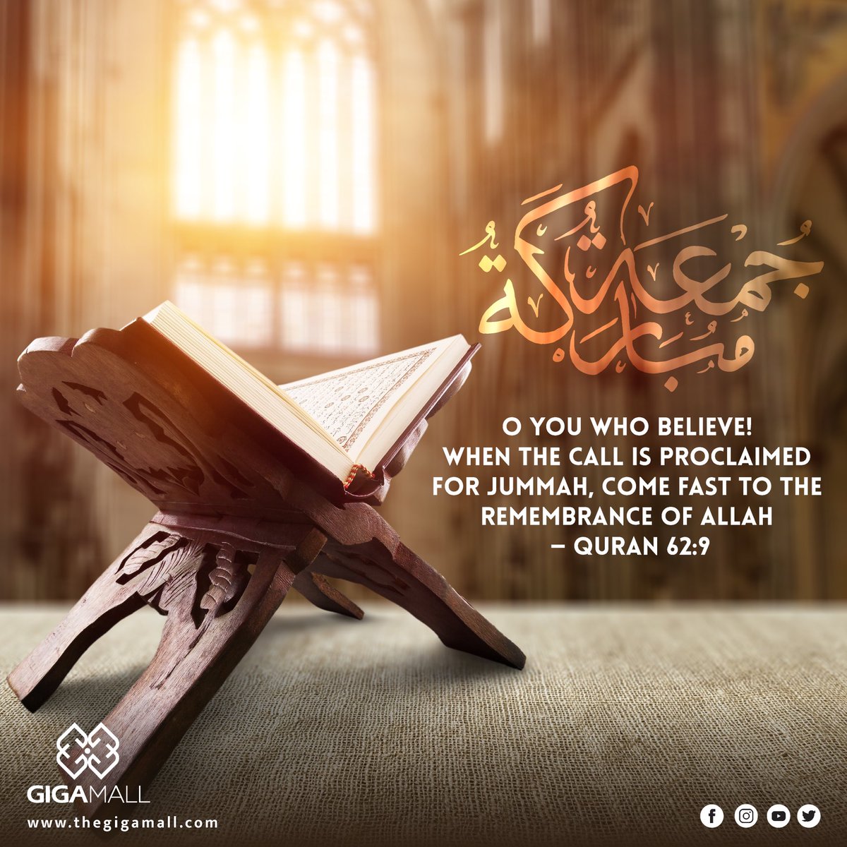 TheGigaMall's tweet photo. O YOU WHO BELIEVE!
WHEN THE CALL IS PROCLAIMED FOR JUMMAH, COME FAST TO THE REMEMBRANCE OF ALLAH
- QURAN 62:9
#gigagroup #alghurair #gigamall #shoppingmall #Friday #prayers #fridayblessings #fridayprayers #fridayvibes #FridayBlessings #jummamubarak #islamicday #fridayoframadan #WTCPAK
