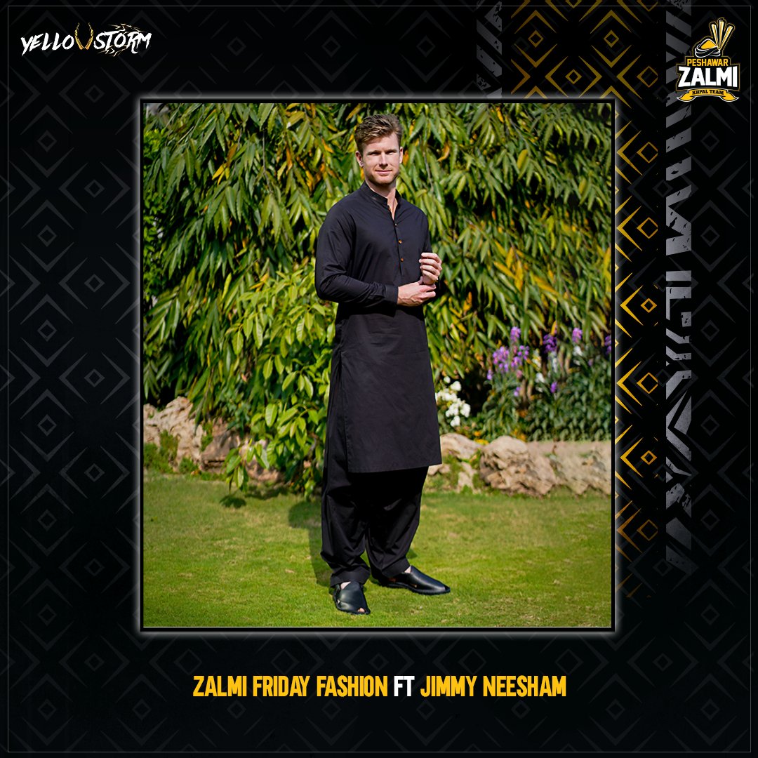 PeshawarZalmi's tweet photo. Zalmi Friday Fashion ft @JimmyNeesh ✨
Outfit: @BareezeMan
Shoes: @HushPuppiesPak
#Zalmi #YellowStorm #ZKingdom #ZalmiRaalal #ZalmiDeluxe https://t.co/dmns7NIUEQ
