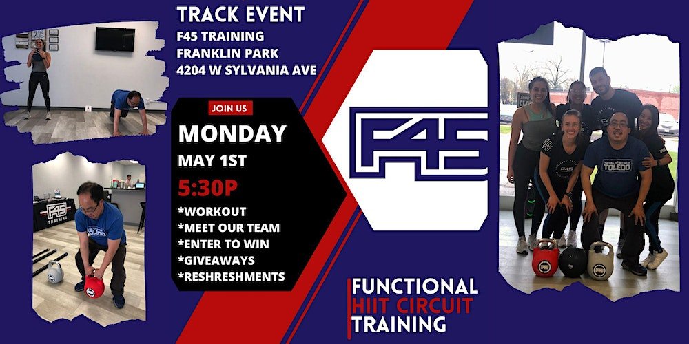 F45FranklinPark's tweet image. Join us for a free workout in OUR new studio on May 1, 2023 at 5:30 pm.  Limited spot available so register now using the link below!
eventbrite.com/e/625283358357

#F45 #F45Training #F45Track #toledo #toledofitness #franklinpark