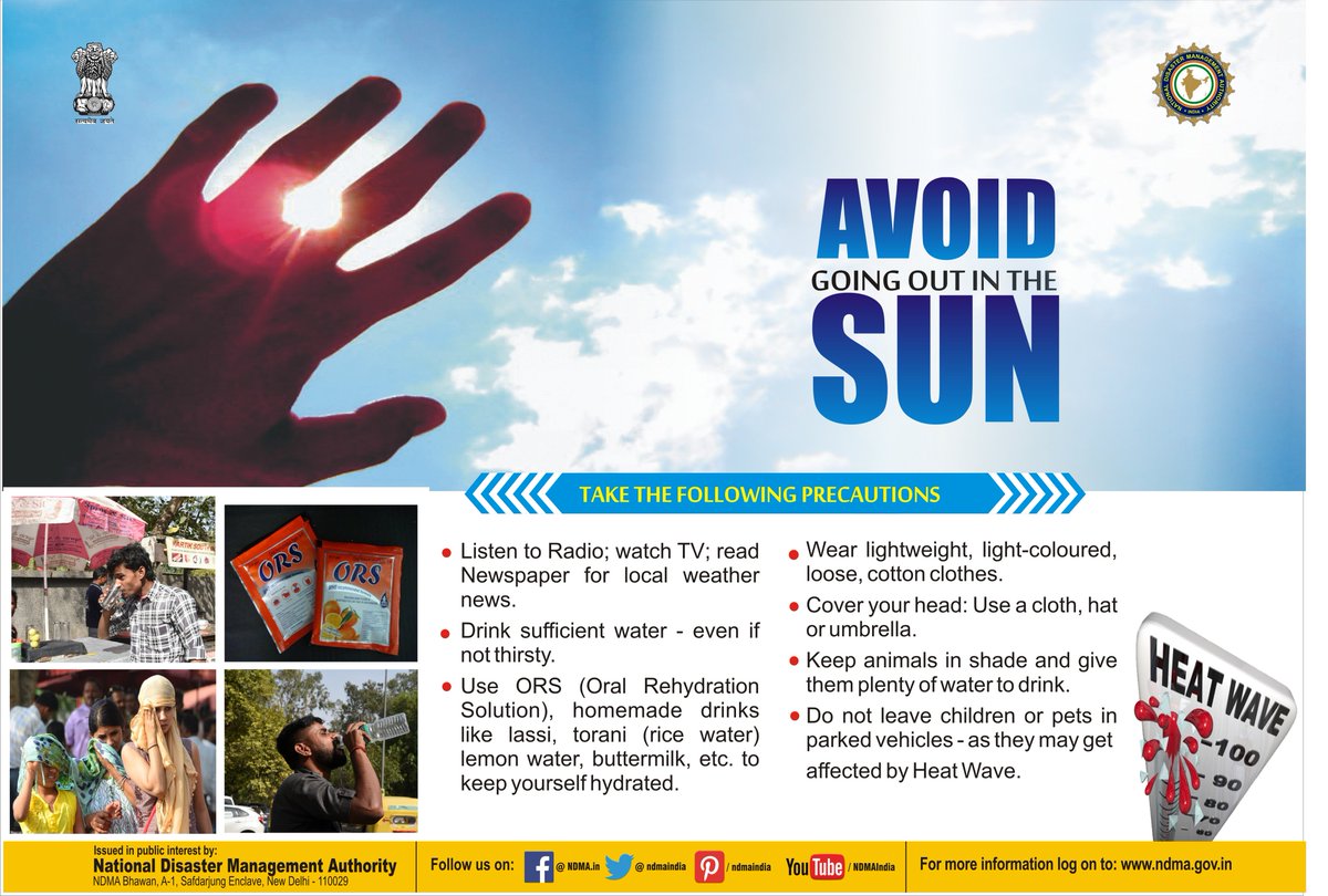 #HeatWave | Avoid going out in the sun! 📷 Take the following precautions to #StaySafe from heat wave