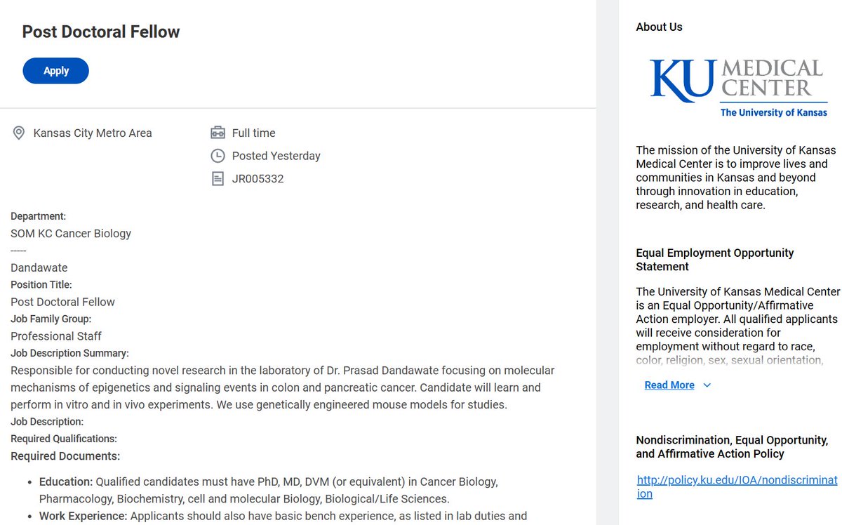 Project IMG ™ on Twitter "Post Doctoral Fellow Kansas More Info https