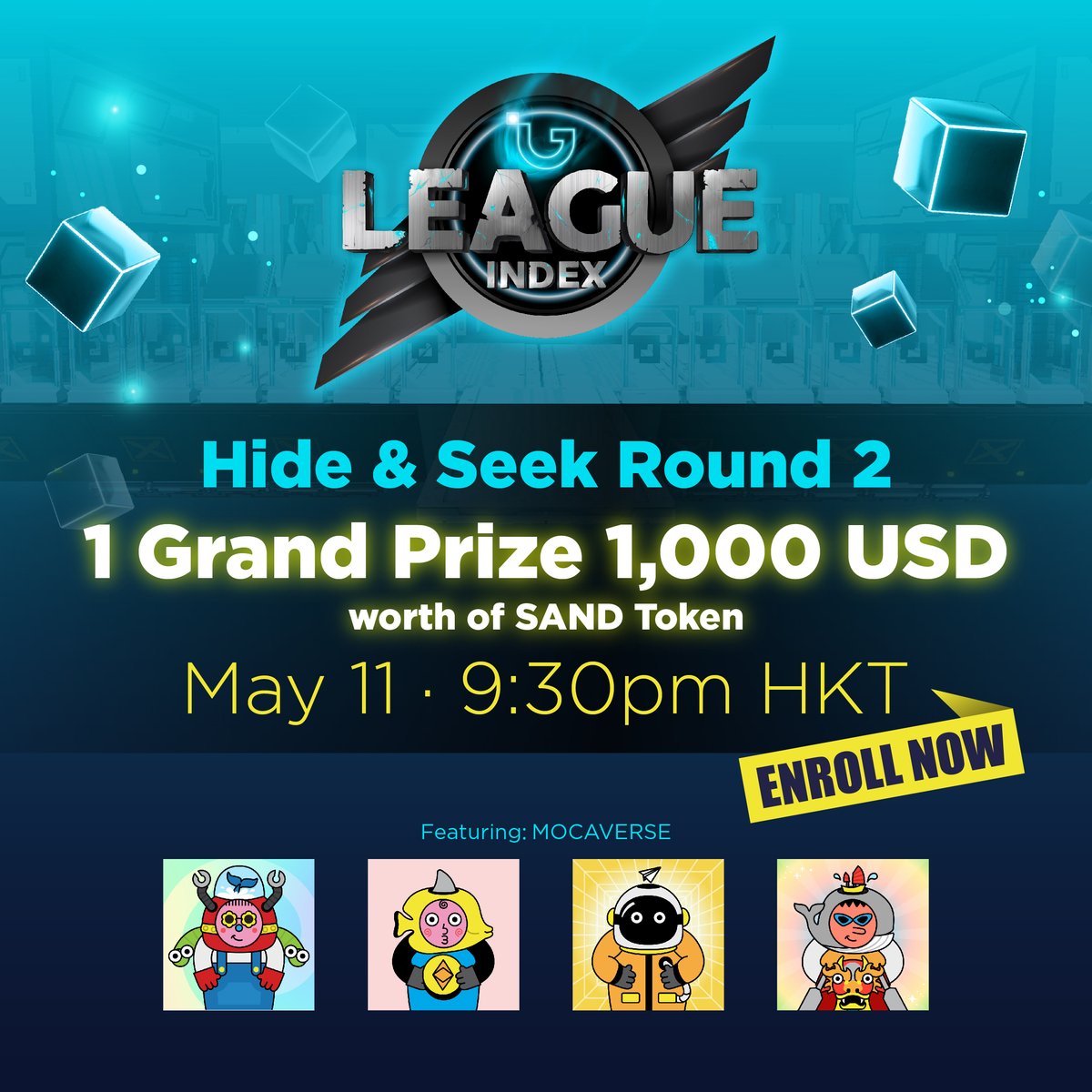 Indexgamehk's tweet photo. Attention! INDEX LEAGUE Round 2 is coming! 🔥This time, we're excited to feature @MocaverseNFT in the game and have some spicy new game rules for everyone!
Gamers, are you ready to flex your gaming muscles? Don't miss out on the fun #MocaFam 😎  
🎁 Register NOW to play & win: https://t.co/1j7TeacDcP   
▶️ Head over to our Discord and stay tuned for more updates: https://t.co/yAj060DXJx  

Let's go PLAY! 🕹