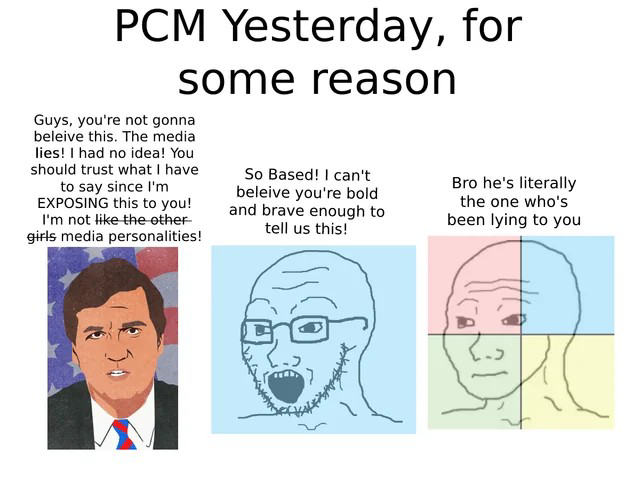 BestofPCM's tweet image. PCM reaction to Tucker