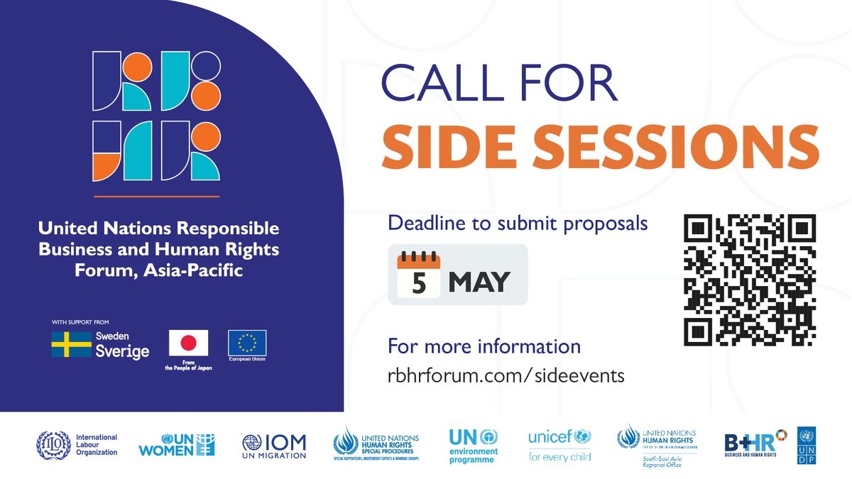 Want to organize a side session at #RBHR2023? Submit a proposal by 🗓️ 5 May Find out more 👉 rbhrforum.com/sideevents #BizHumanRights