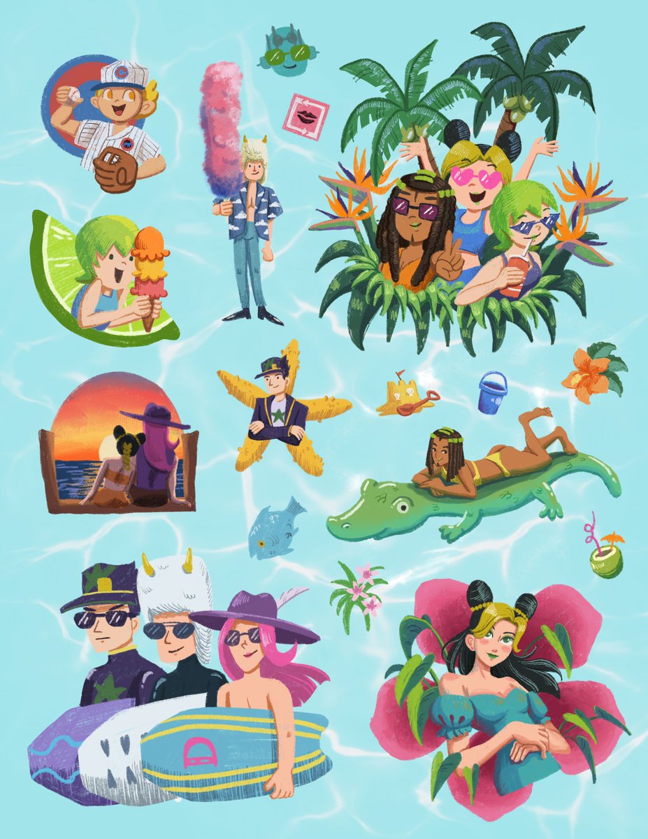 jananachips's tweet photo. Here's my sticker sheet for @TWW_Zine ! You can download the digital zine by going to their page. I really loved drawing in this style 🥰 #stoneocean #jjba https://t.co/oBXaEdaQD2