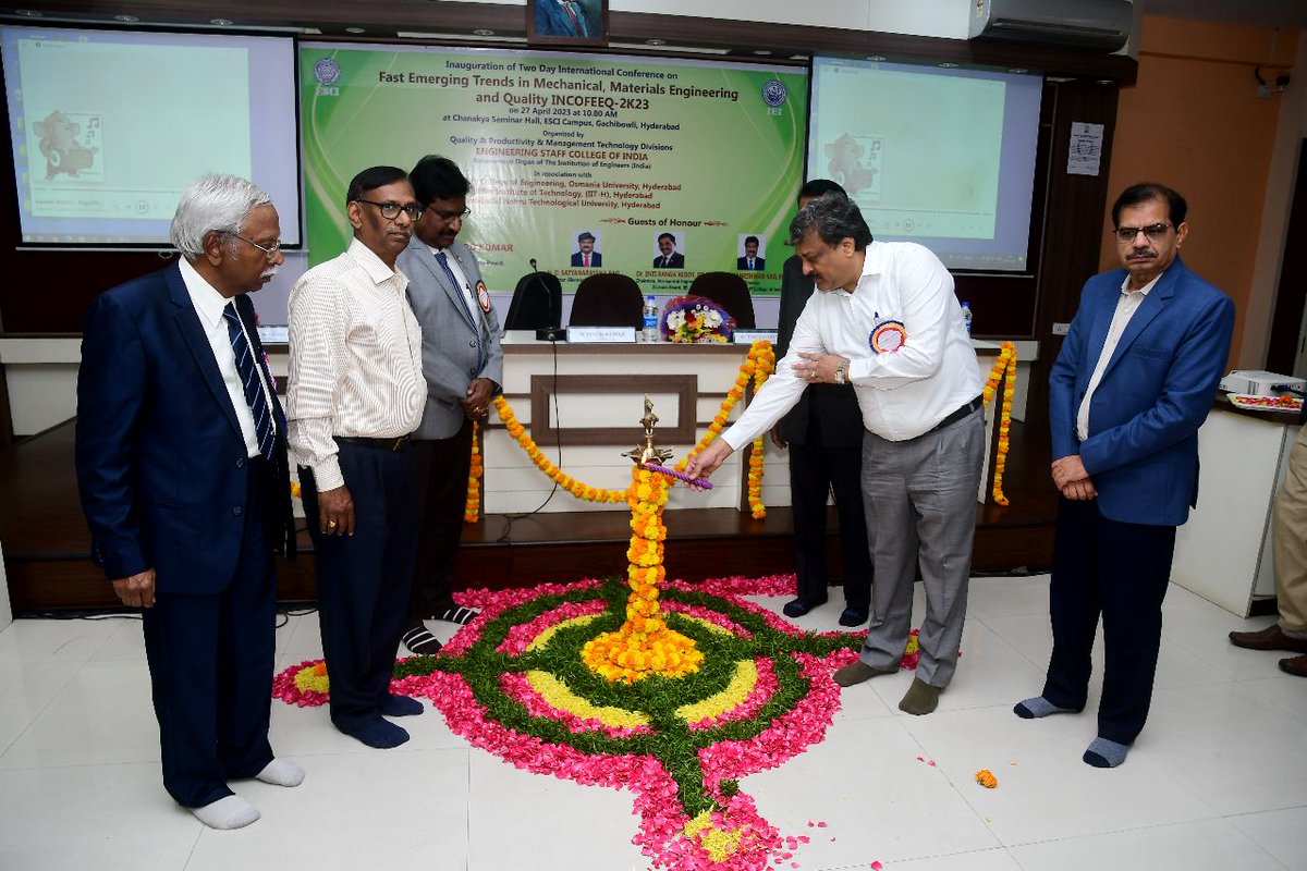 ESCIHyd's tweet photo. #EngineeringStaffCollegeofIndia organized a two-day International Conference on “Fast Emerging Trends in Mechanical, Materials Engineering and Quality (INCOFEEQ-2K23)” on 27th April 2023 at ESCI Campus, Gachibowli, Hyderabad. https://t.co/lcCNe4NxwN
