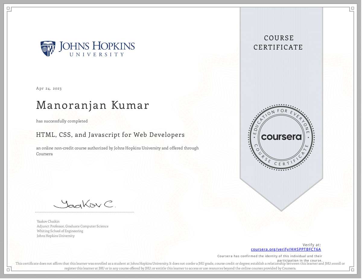 Mano99312's tweet photo. Complete the Coursera certificate on web technology https://t.co/zaiPZBCwF9