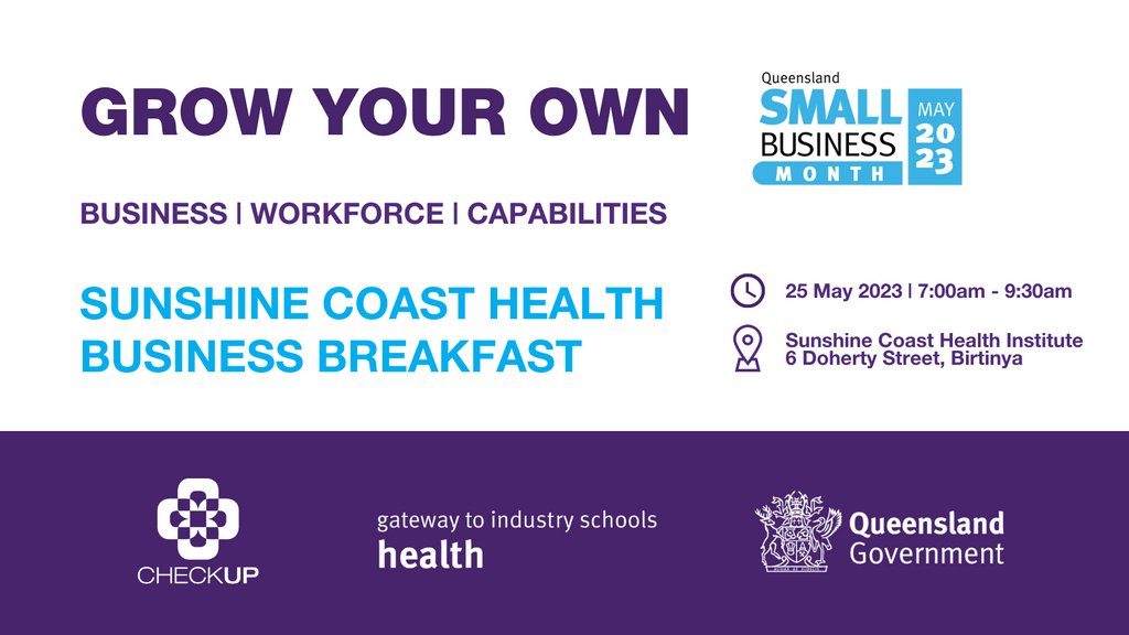 CheckUP Australia (@checkup_aust) on Twitter photo Join us for a #SunshineCoast Health Business Breakfast on 25 May. Connect with local health businesses & sector stakeholders to build a stronger & more resilient workforce. Hosted in partnership with DESBT for <a href="/QldGov/">Queensland Government</a> #SmallBusinessMonth > bit.ly/423BzoF #healthsector Join us for a #SunshineCoast Health Business Breakfast on 25 May. Connect with local health businesses & sector stakeholders to build a stronger & more resilient workforce. Hosted in partnership with DESBT for <a href="/QldGov/">Queensland Government</a> #SmallBusinessMonth > bit.ly/423BzoF #healthsector