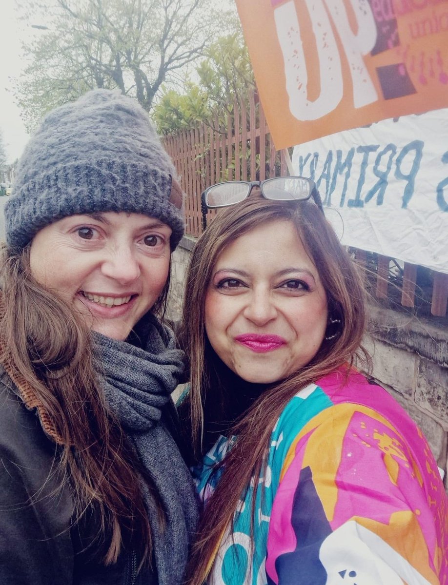 First picture of the strike action from yesterday with @LTeacher123 at 7.30am on our picket line. 📣🙌🏾📷 #PayUp @NEUnion Chance made us colleagues but our fun, laughter and everything else in between made us friends! 💕How lucky am I?!