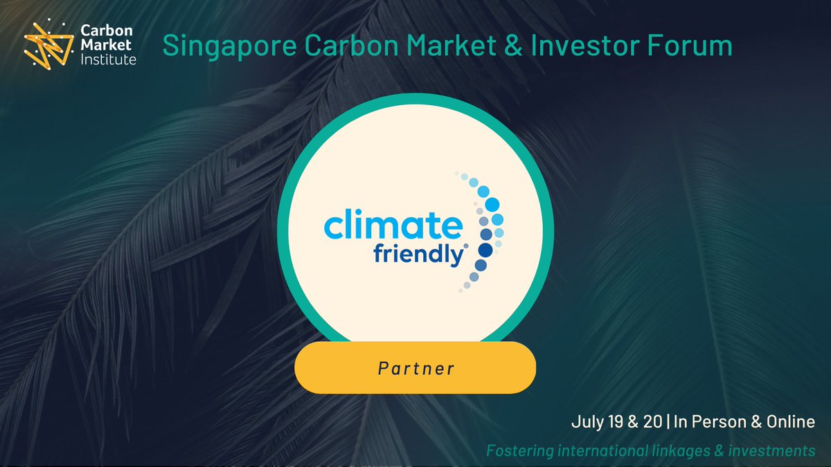 Welcoming <a href="/ClimateFriendly/">Climate Friendly</a> as Partner of our inaugural Singapore Carbon Market &amp; Investor Forum. Learn more about the best practice #carbonfarming projects they help facilitate here: climatefriendly.com/what-we-do/

Register for our event here: carbonmarketinstitute.org/event/singapor…

#visitsingapore