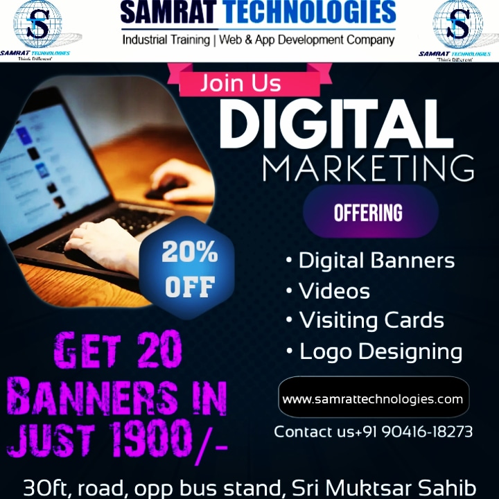 ✨Discount% ✨Discount% Discount%✨
👉🏻Get 20% Discount on 20 Banners in just 1900/-😍
👉🏻'Offer valid till 5th MAY'
👉🏻'Hurry up Book Your Package Today'
M: +91 90416-18273
#digitalbanners
#videoediting
#logodesigning
#linkedinforbusiness
#googlebusinesslisting