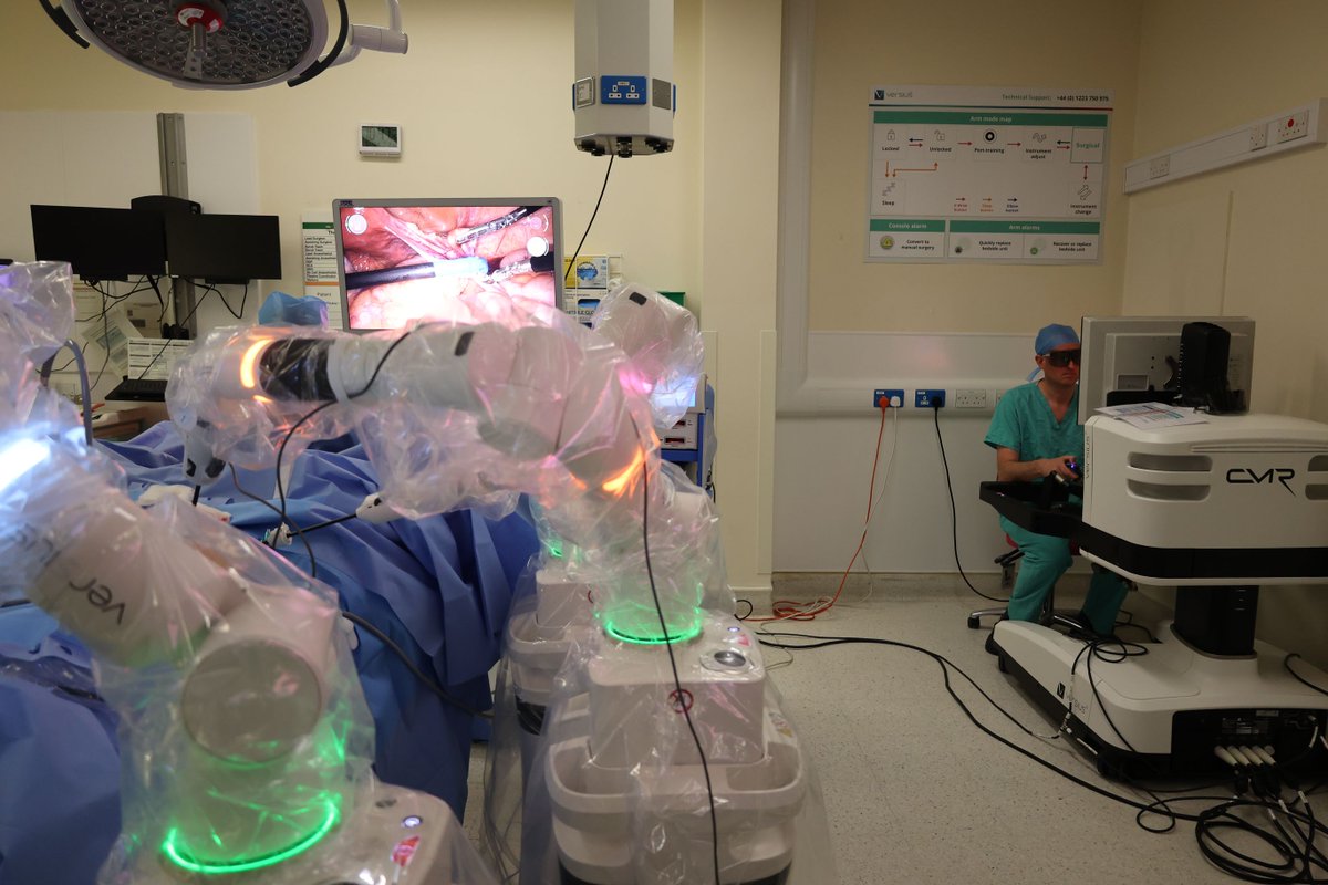 BetsiCadwaladr's tweet photo. We’ve reached a robotic milestone in Wales!
Our surgical teams in Ysbyty Gwynedd and The University Hospital of Wales in Cardiff have completed 100 robotic operations using CMR’s Surgical’s Versius robot.
Well done!
 https://t.co/NIJPrle7zS
@CMRSurgical @CV_UHB @lshubwales https://t.co/JBclUmvI0V