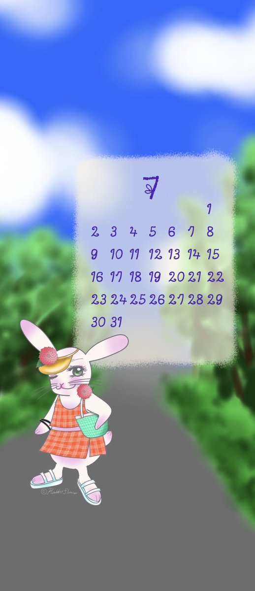 RabbitflowerD's tweet image. 7月のフリーカレンダー壁紙です。
使ってくれたら嬉しいです✨
❤らびこ❤が水色のかごバッグを持っています。

#うさぎ #らびこ #7月 #夏 #フリー #無料 #カレンダー