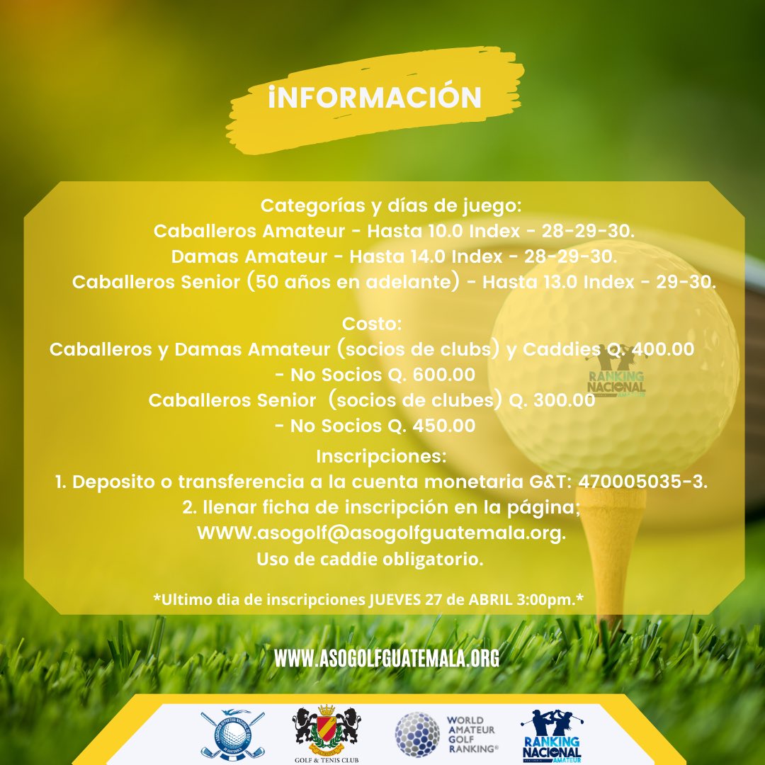 Listos para nuestro 3 Ranking Nacional Amateur 2023 - Alta Vista Golf &amp; Tennis Club.